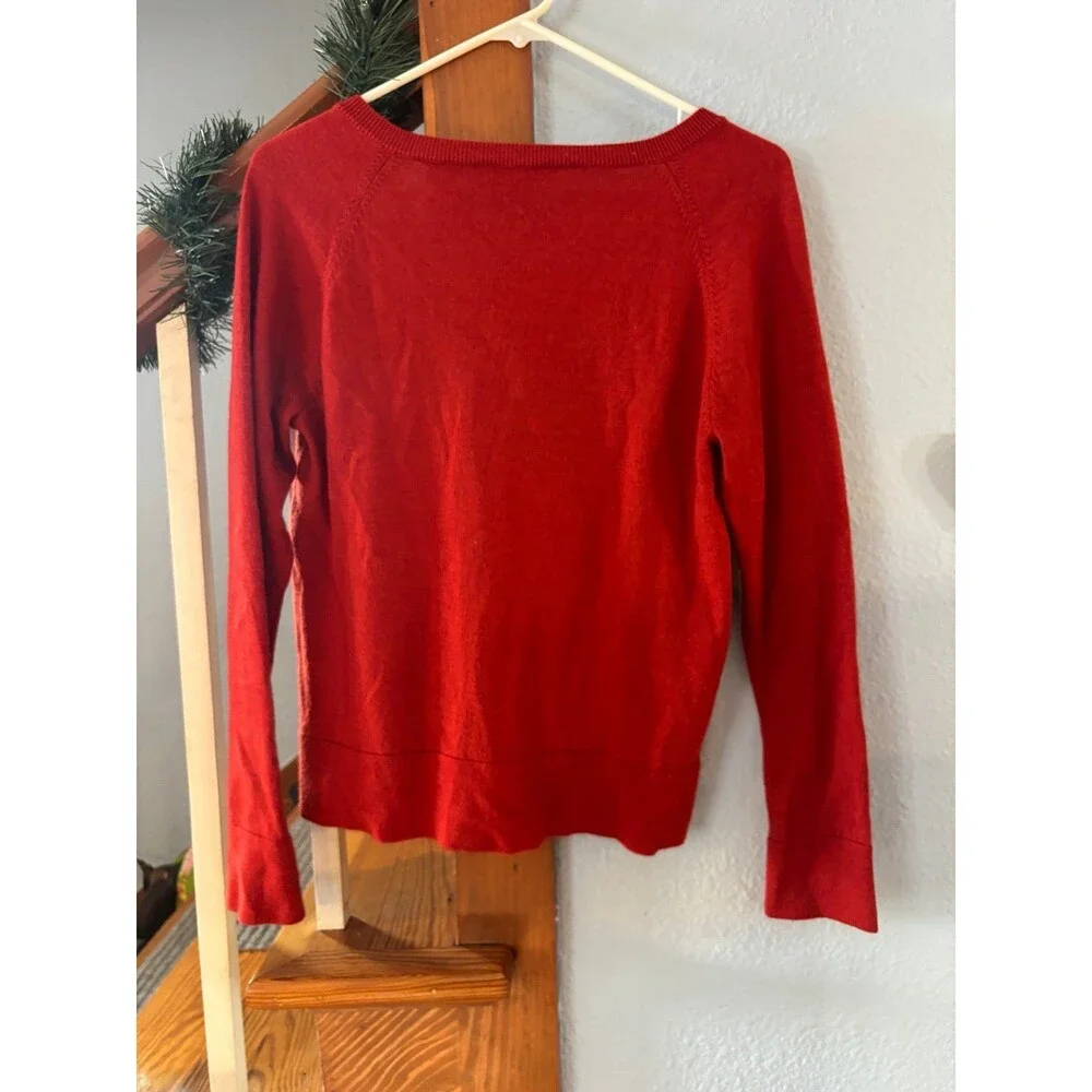 Pendleton Women's 100% Merino Wool v neck Sweater large orange medium - Picture 5 of 9